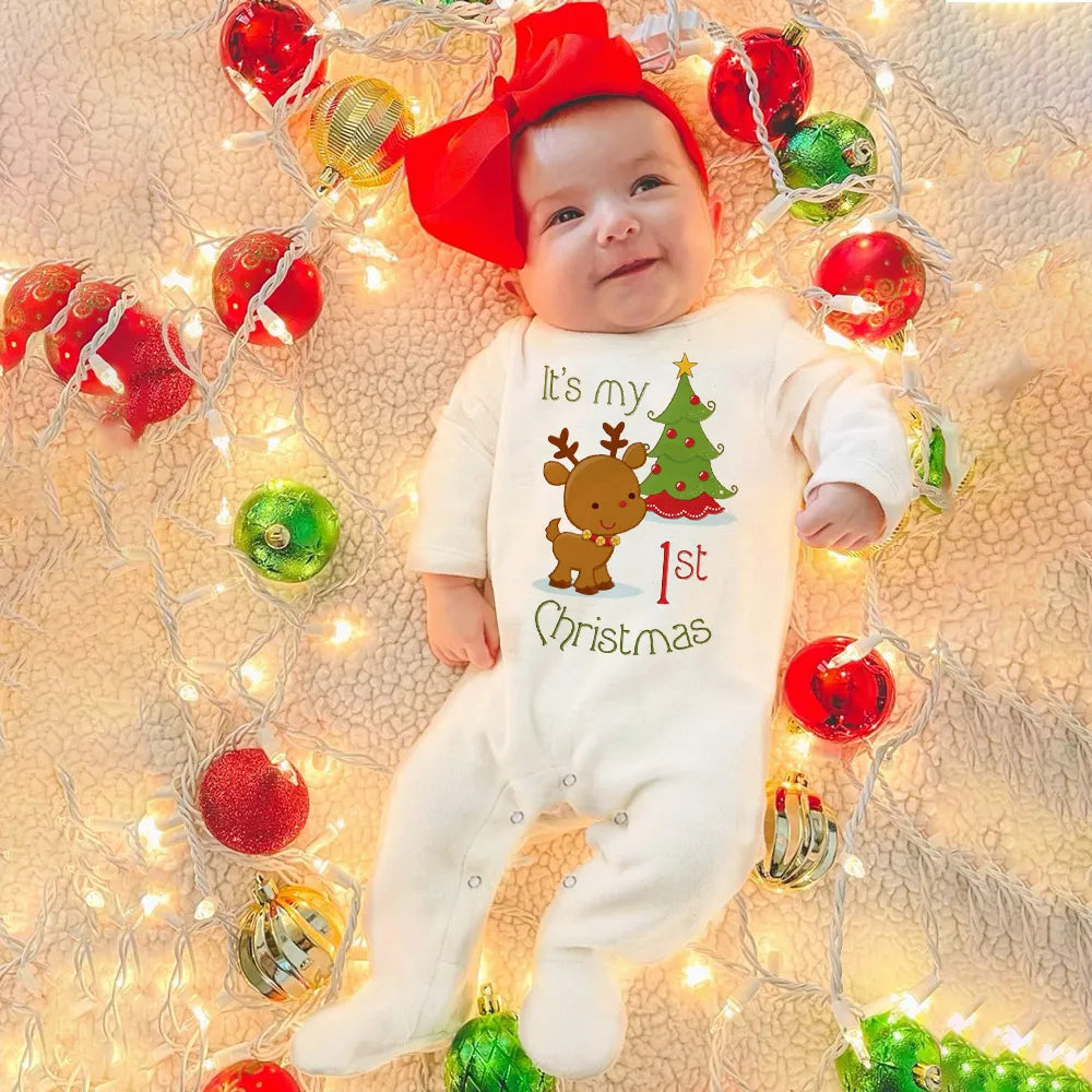 My 1st Christmas Print Romper
