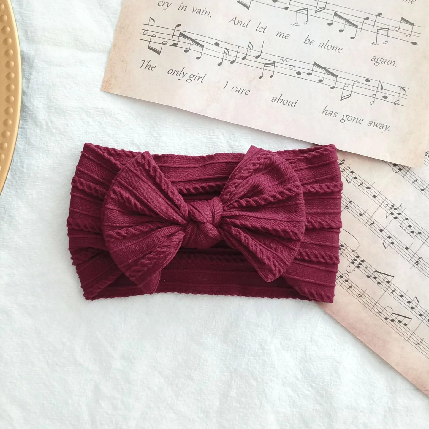 Baby Toddler Headband I Infant Hair Accessory I Bow Burgundy Head Band - Koko Mee