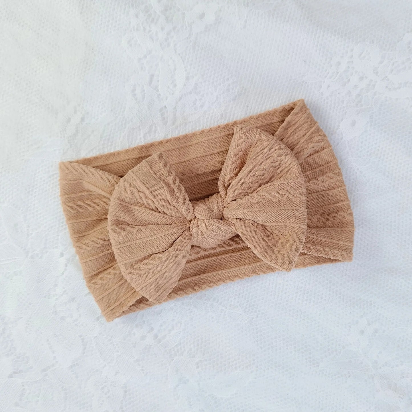 Baby Toddler Headband I Infant Hair Accessory I Bow Khaki Head Band - Koko Mee