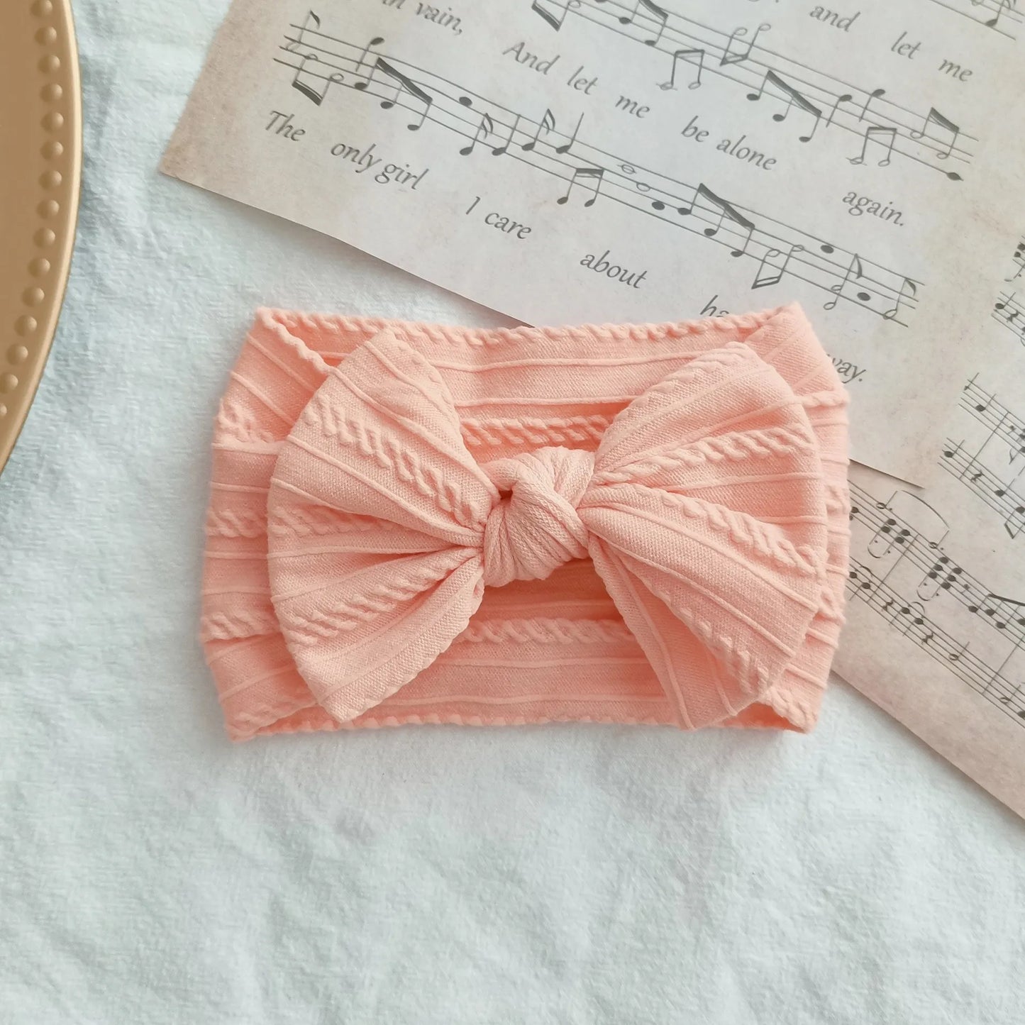 Baby Toddler Headband I Infant Hair Accessory I Bow Peach Head Band - Koko Mee