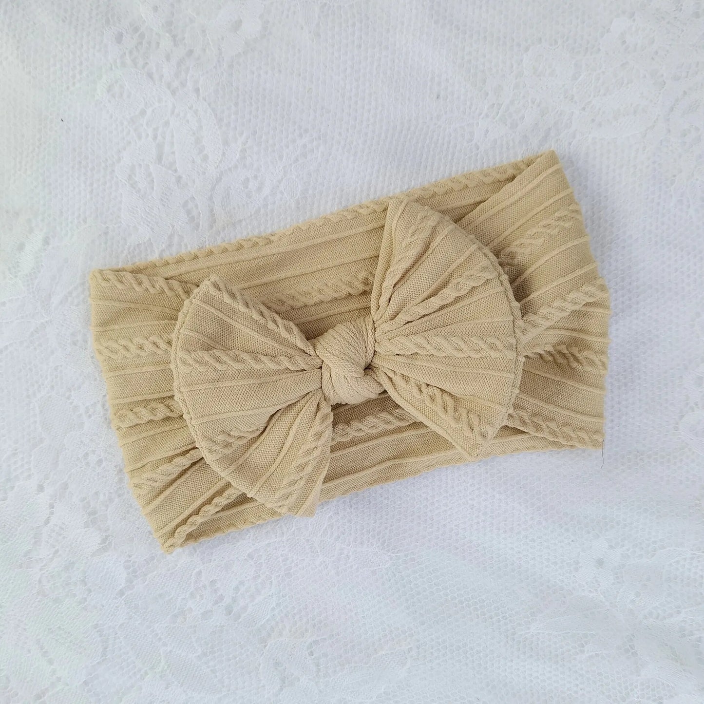 Baby Toddler Headband I Infant Hair Accessory I Bow Beige Head Band - Koko Mee