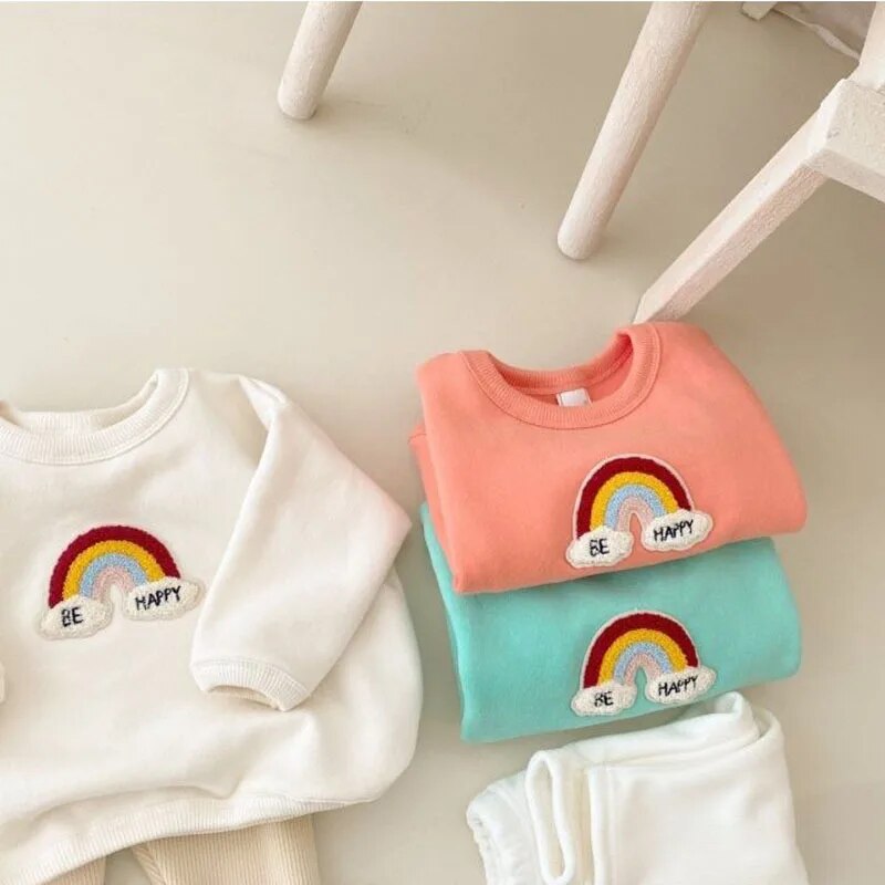 Rainbow Embroidery Sweatshirt & Pants I Baby & Toddler Sweatshirt / Koko Mee