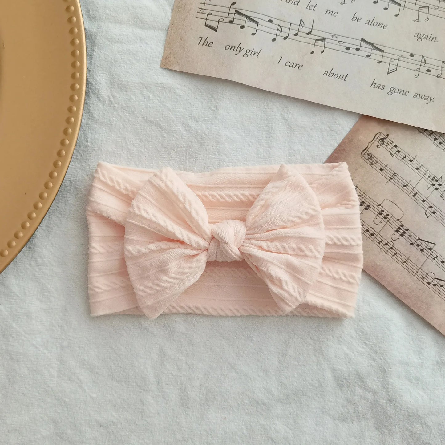 Baby Toddler Headband I Infant Hair Accessory I Bow Peach Head Band - Koko Mee