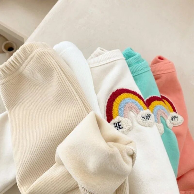 Rainbow Embroidery Sweatshirt & Pants I Baby & Toddler Sweatshirt / Koko Mee