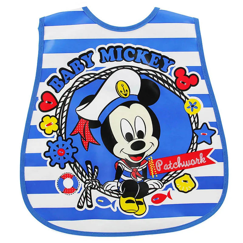 Disney waterproof baby and toddler bibs - blue stripe mickey mouse