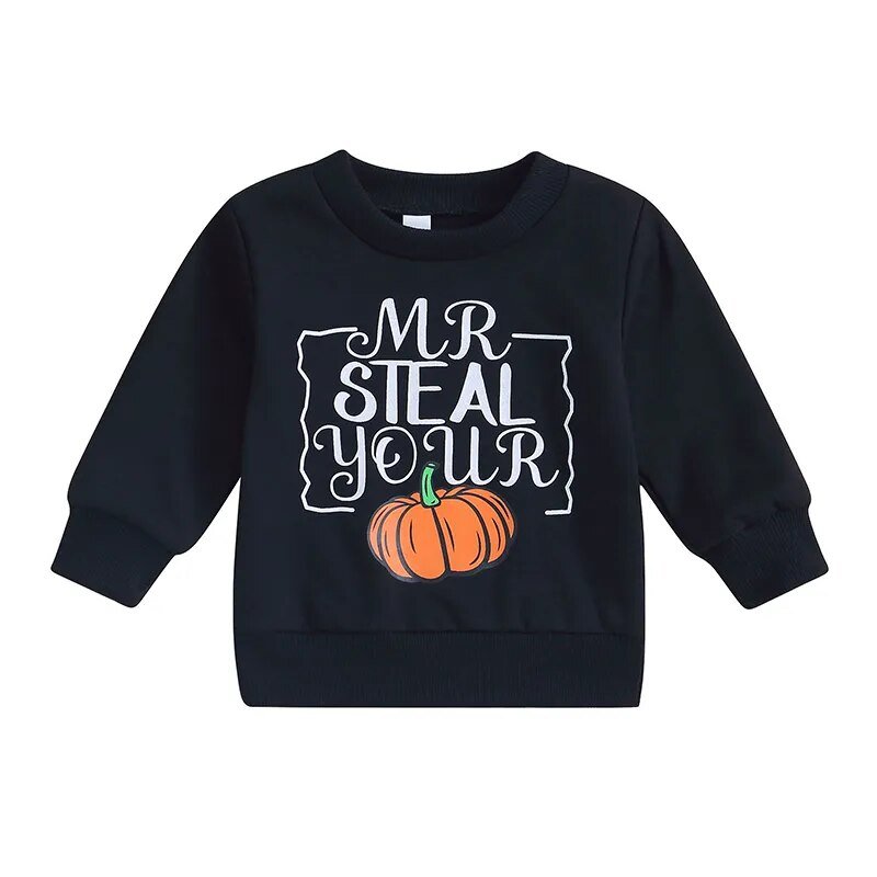 Baby Girls Boys Pumpkin Print Sweatshirts for Halloween Fall - Koko Mee