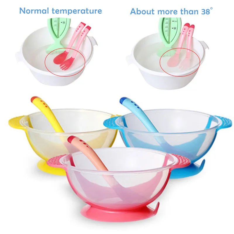 Baby Suction Bowl with Temperature Sensing Spoon I Baby Feeding Bowl and spoon I Tableware - Koko Mee