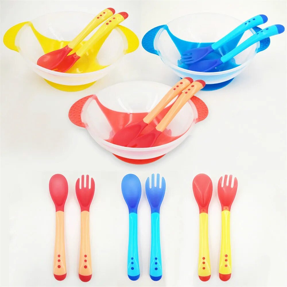 Baby Suction Bowl with Temperature Sensing Spoon I Baby Feeding Bowl and spoon I Tableware - Koko Mee