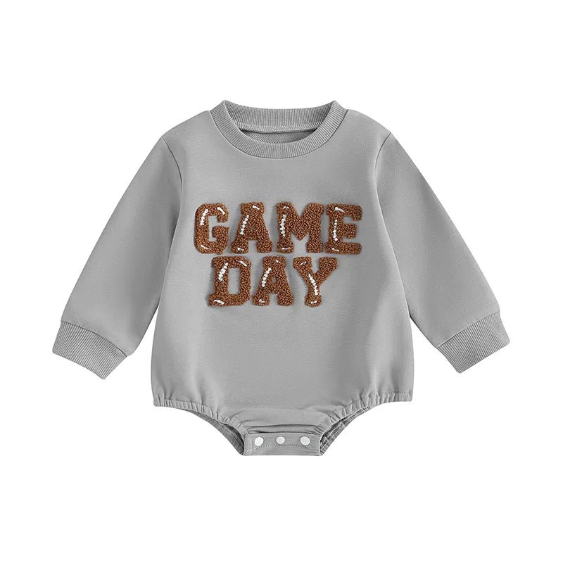 Newborn Baby Sweatshirt Rompers I Embroidery Crew Neck Long Sleeve Jumpsuit I Game Day - Koko Mee