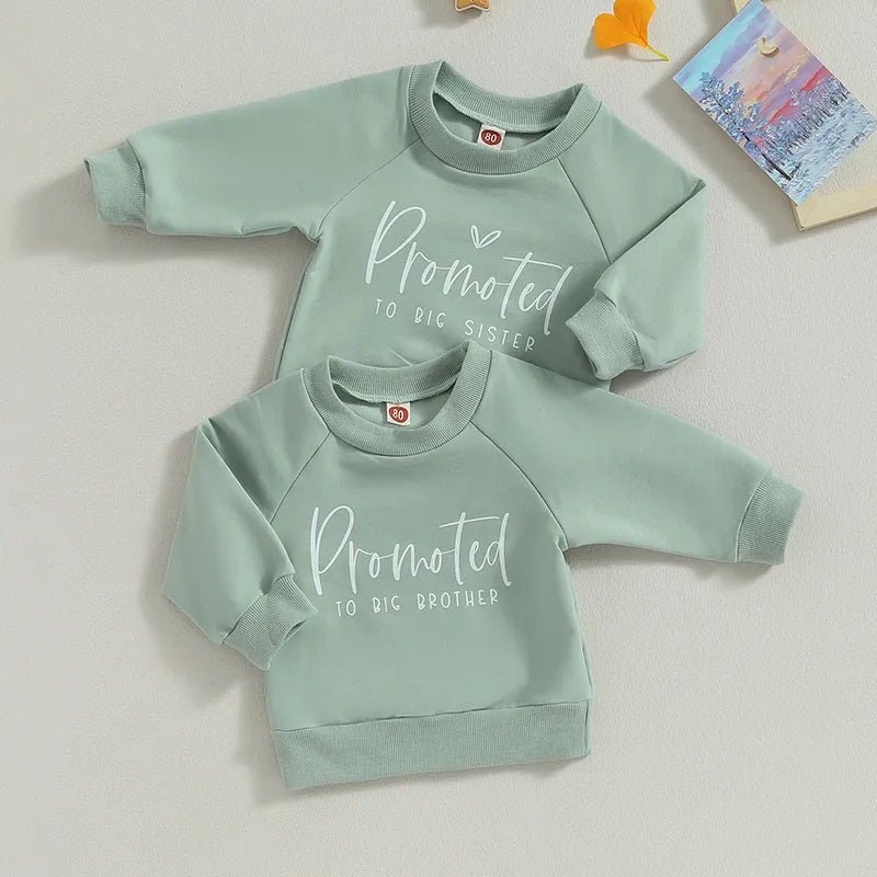 Toddler and Baby "Promoted to Big Sister" and Promoted to Big brother Sweatshirt - Koko mee