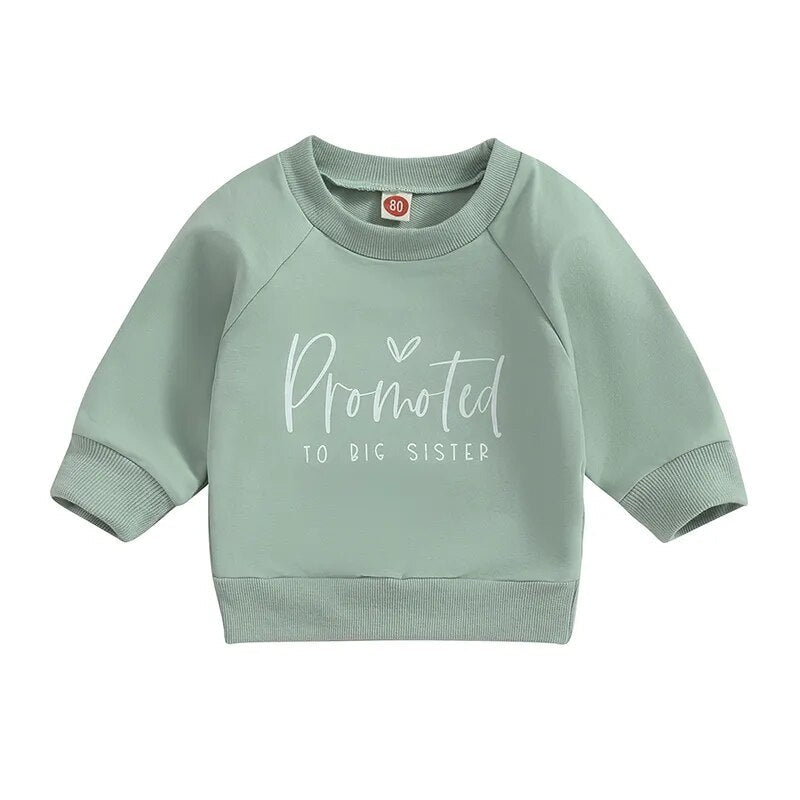 Toddler and Baby "Promoted to Big Sister" and Promoted to Big brother Sweatshirt - Koko mee