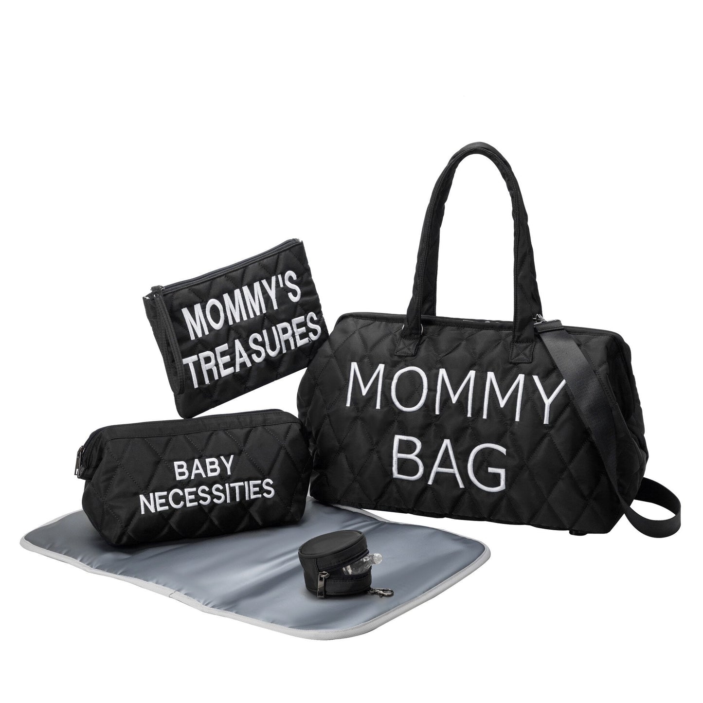 5Pc Embroidered Travel Mommy Diaper Bag I Portable Maternity Bag-Koko Mee-Quilted Diaper Bag