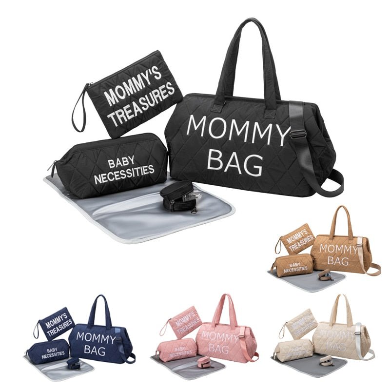 5Pc Embroidered Travel Mommy Diaper Bag I Portable Maternity Bag-Koko Mee
