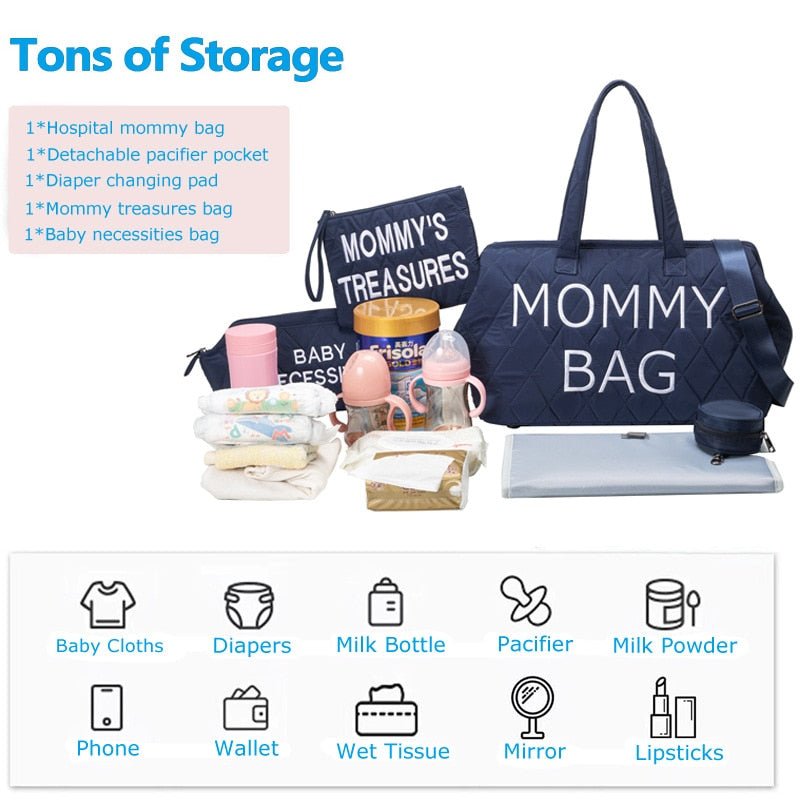 5Pc Embroidered Travel Mommy Diaper Bag I Portable Maternity Bag-Koko Mee-Koko Mee
