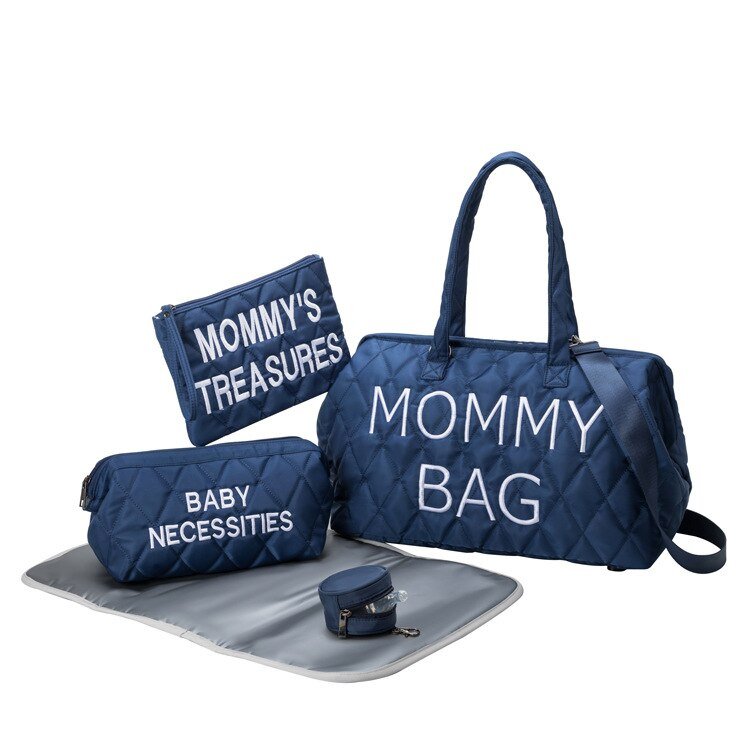 5Pc Embroidered Travel Mommy Diaper Bag I Portable Maternity Bag-Koko Mee - Quilted Diaper Bag