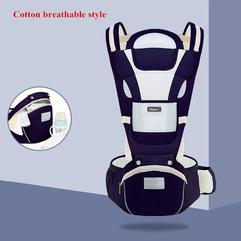 Ergonomic Newborn Baby Carrier I Kangaroo Carrier for Baby Travel - Koko Mee - Navy blue breathable