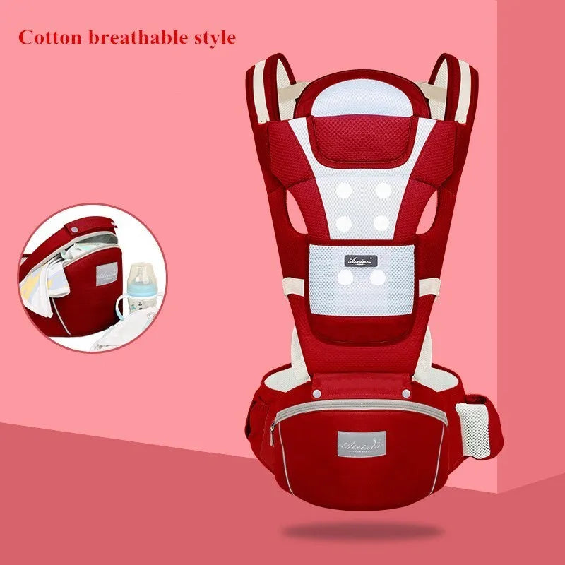 Ergonomic Newborn Baby Carrier I Kangaroo Carrier for Baby Travel - Koko Mee - red breathable