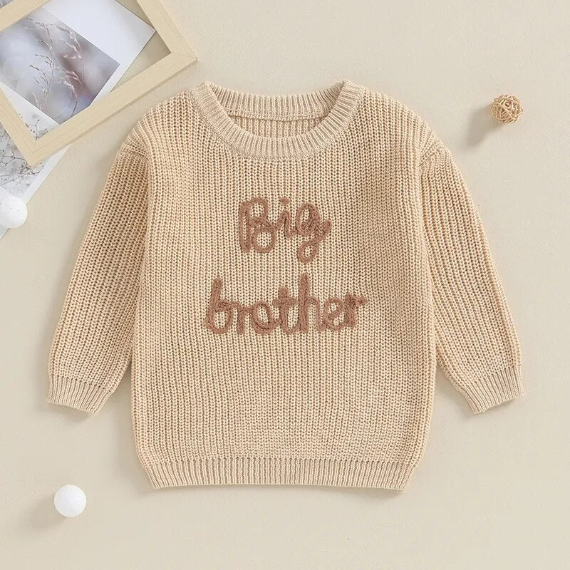 Big Brother Embroidery Sweater in Beige - Koko Mee