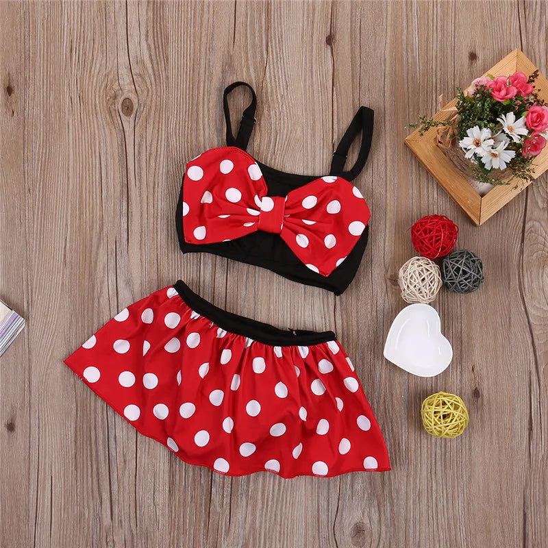 Baby Girl Bowknot Halter Swimsuit I Toddler Polka Dot Swimsuit I Koko Mee