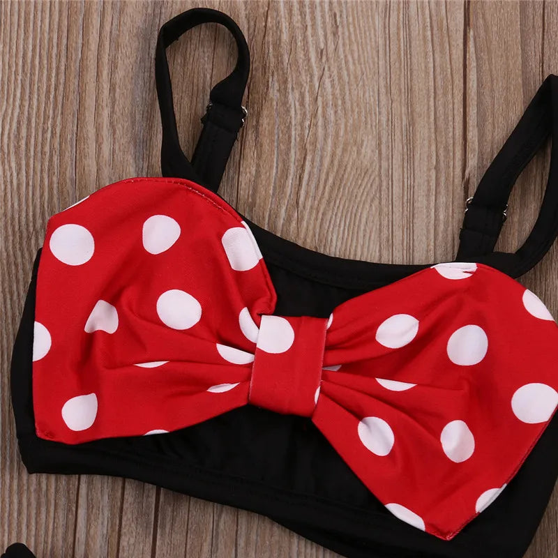 Baby Girl Bowknot Halter Swimsuit I Toddler Polka Dot Swimsuit I Koko Mee