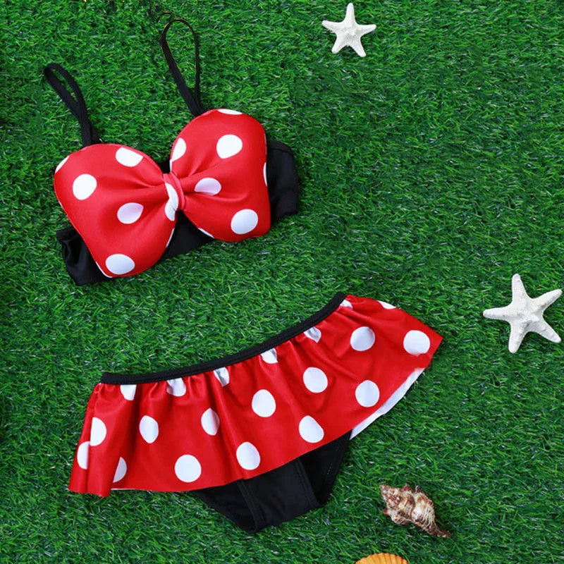 Baby Girl Bowknot Halter Swimsuit I Toddler Polka Dot Swimsuit I Koko Mee