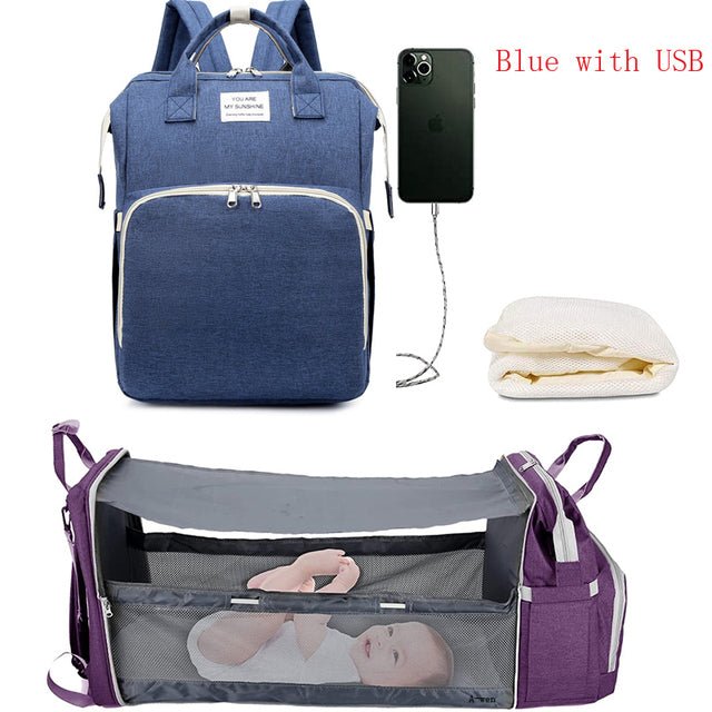 Baby Diaper Bag with USB I Multifunctional Mommy Diaper Bag Backpack - Koko MeeBaby Bed