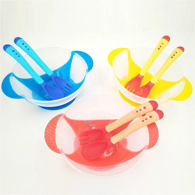 Baby Suction Bowl with Temperature Sensing Spoon I Baby Feeding Bowl and spoon I Tableware - Koko Mee
