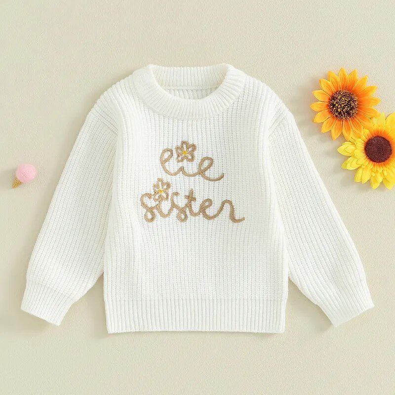 Kids Baby Girls Embroidered Knit Sweaters - Koko Mee
