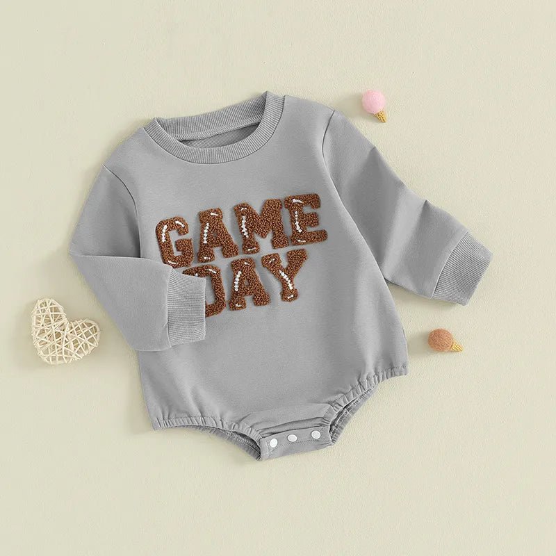 Newborn Baby Sweatshirt Rompers I Embroidery Crew Neck Long Sleeve Jumpsuit I Game Day - Koko Mee