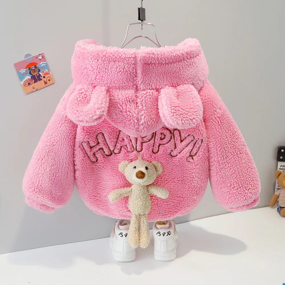 Plush Bear Ears Hooded Kids Jacket - Koko Mee