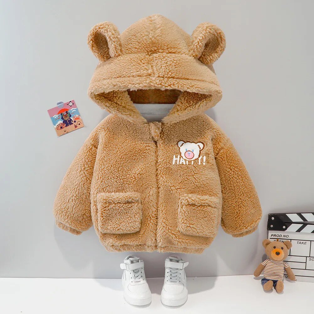 Plush Bear Ears Hooded Kids Jacket - Koko Mee
